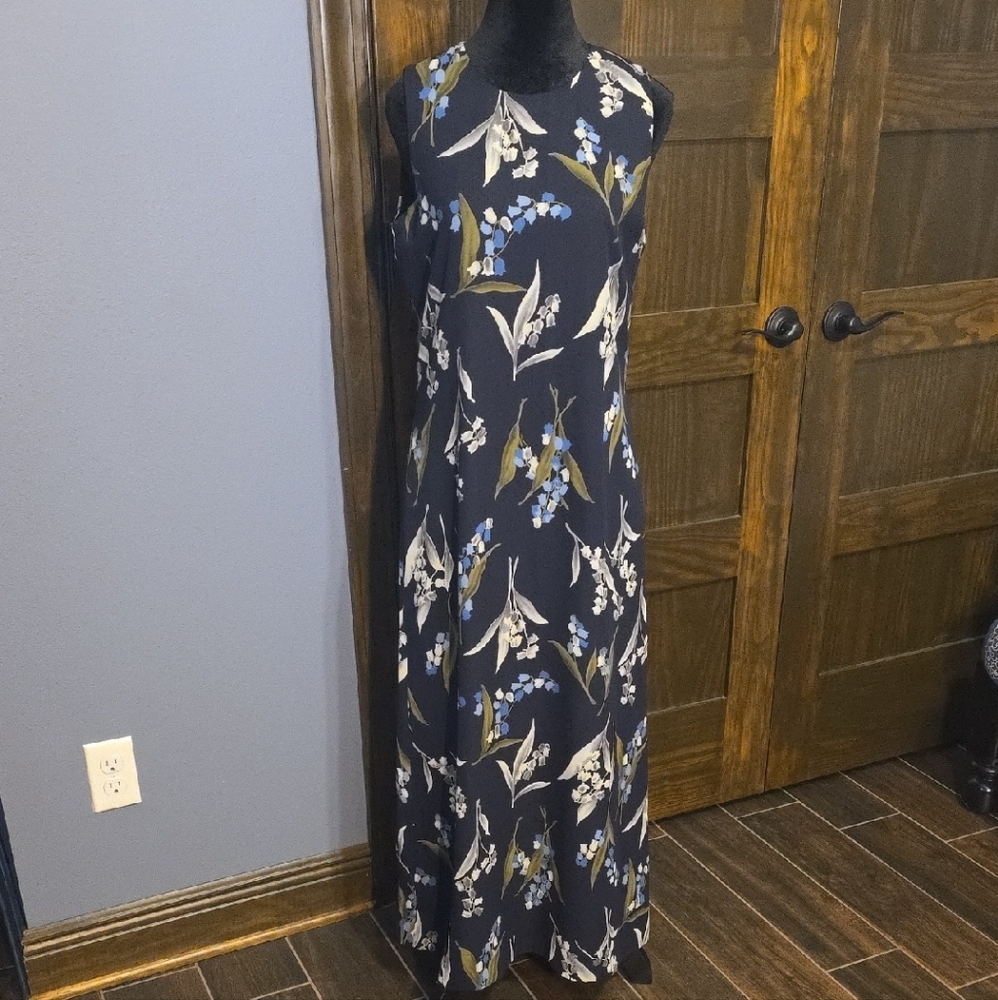 Chaus Black and Blue Floral Maxi Dress